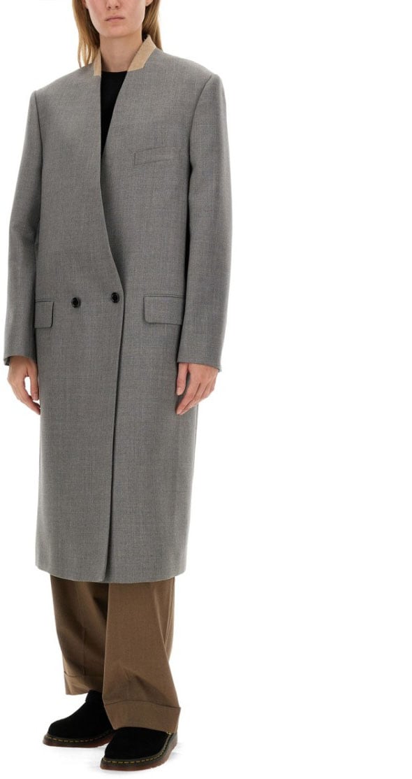 Moschino Tailored Grey Wool Coat Grijs