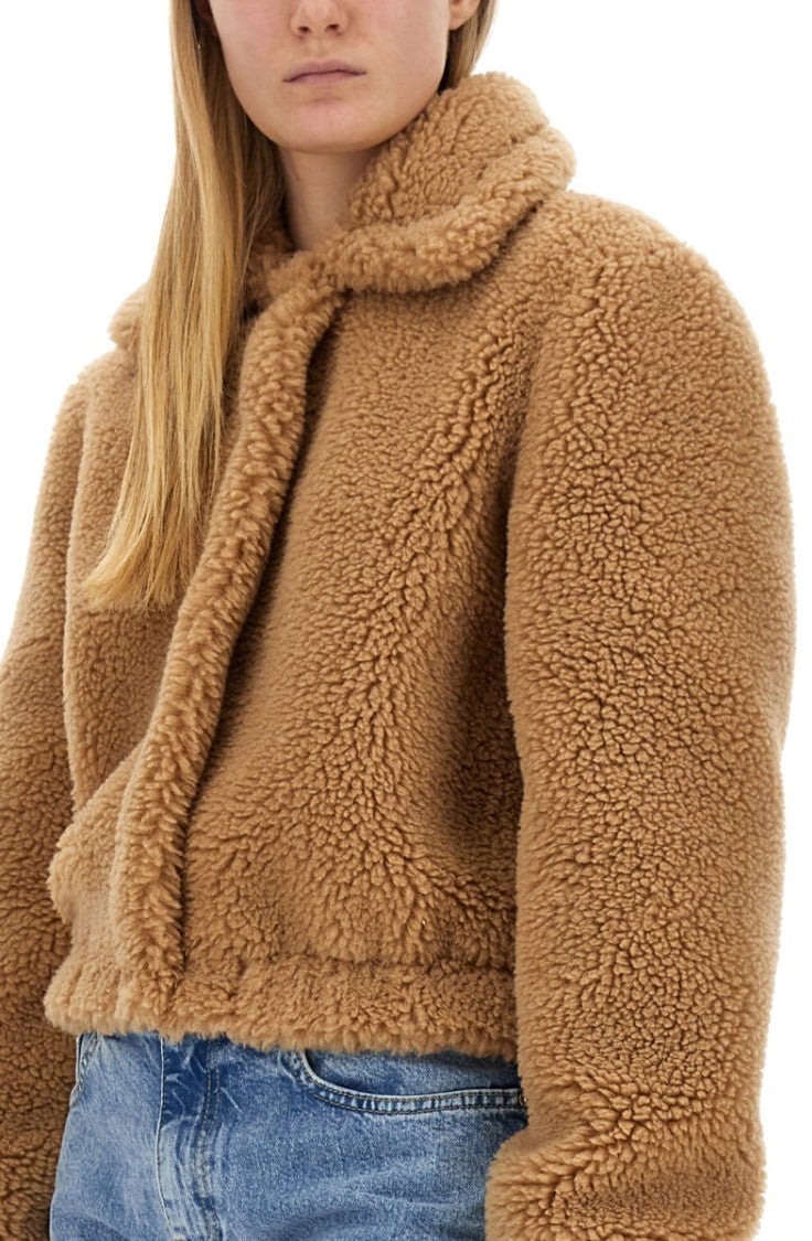 Moschino Cropped Furry Effect Jacket Bruin