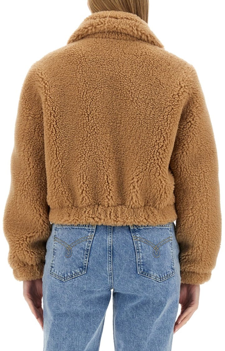 Moschino Cropped Furry Effect Jacket Bruin