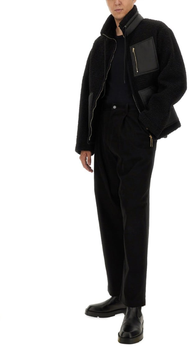 Moschino Textured Black Jacket With Zip Closure Zwart