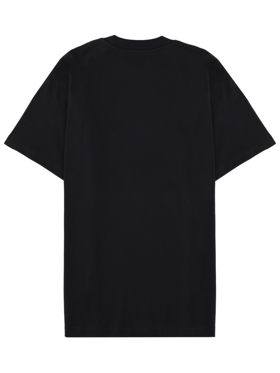 Moschino White Curved Logo Relaxed Cotton T-Shirt Zwart