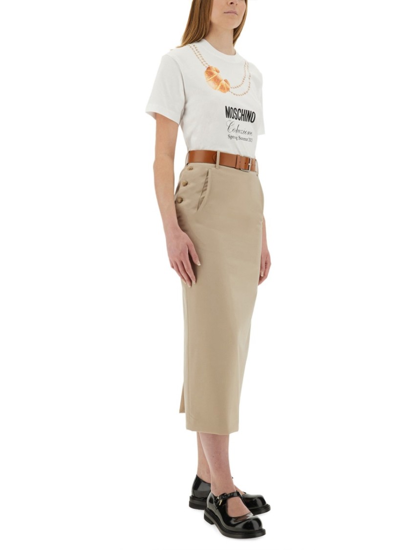 Moschino "Breakfast" Logo Print T-Shirt Wit