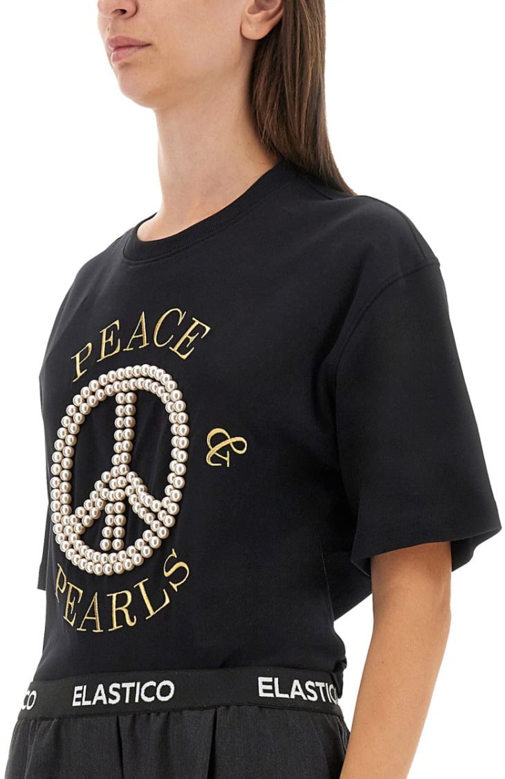 Moschino Cropped Black T-Shirt Zwart
