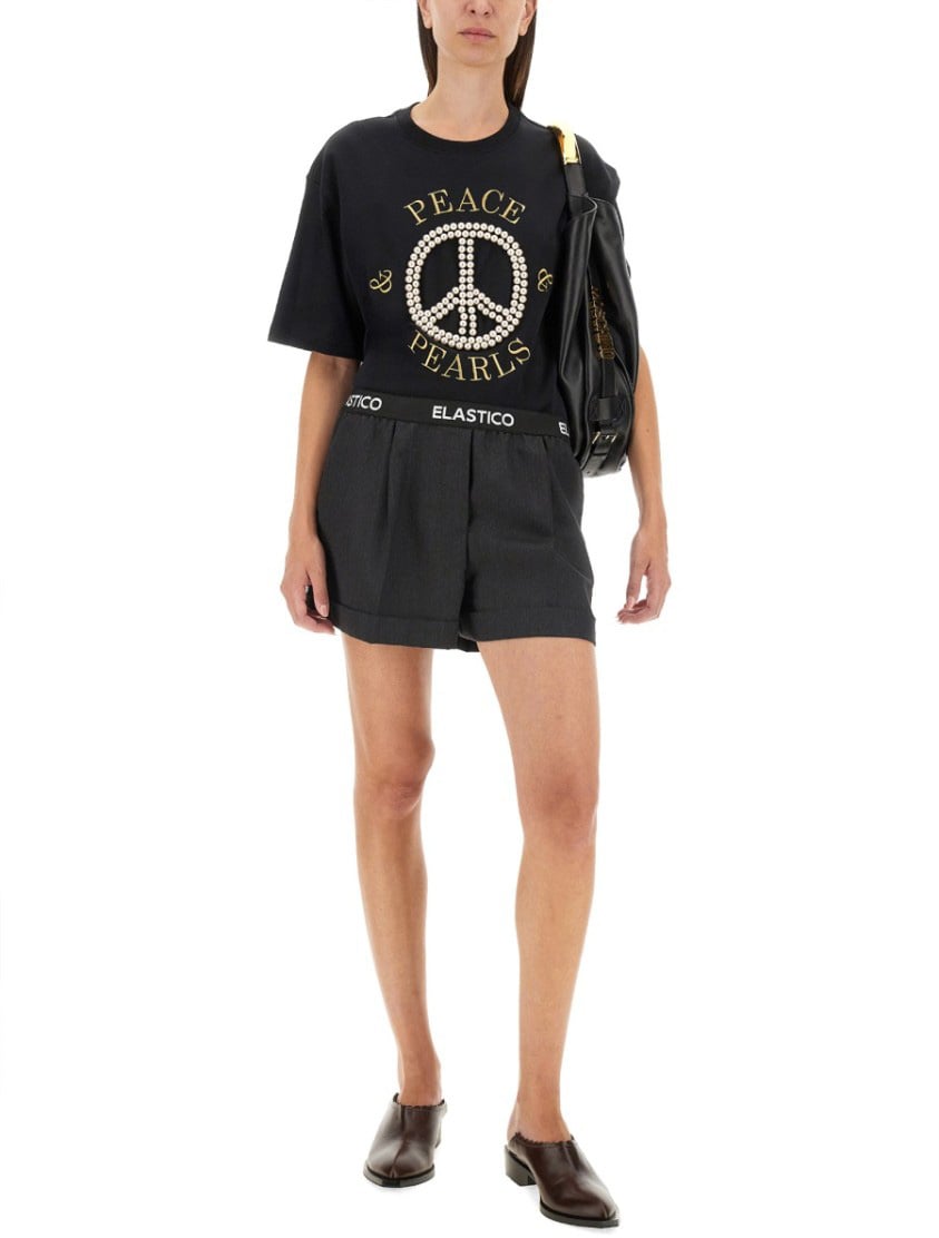 Moschino Cropped Black T-Shirt Zwart
