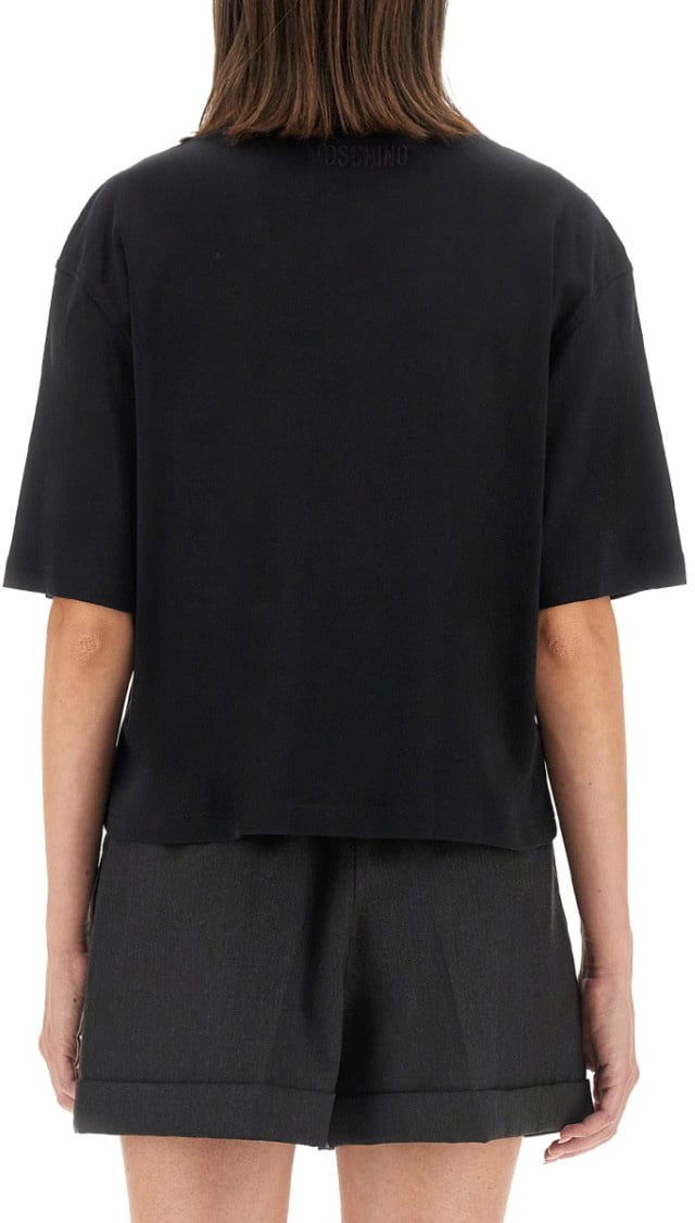 Moschino Cropped Black T-Shirt Zwart
