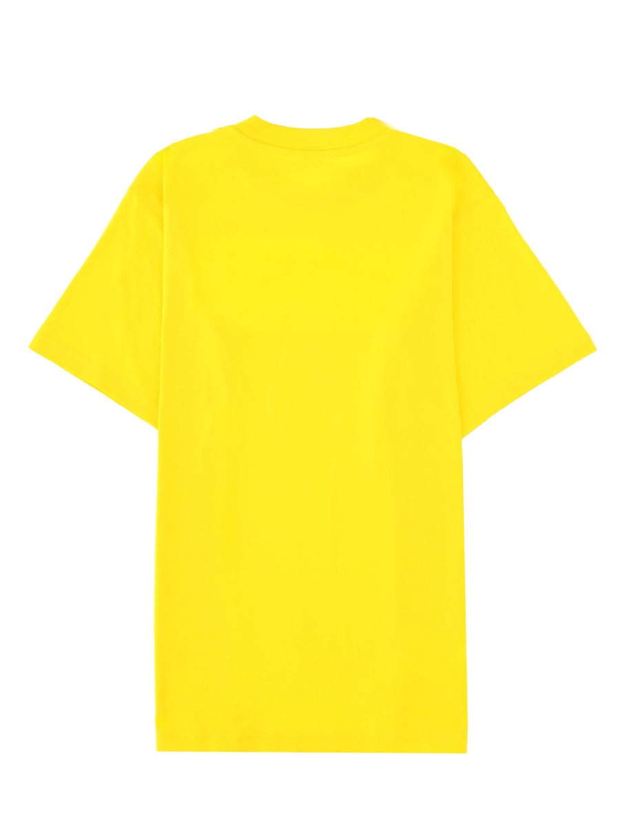 Moschino Yellow Crew Neck Logo T-Shirt Geel