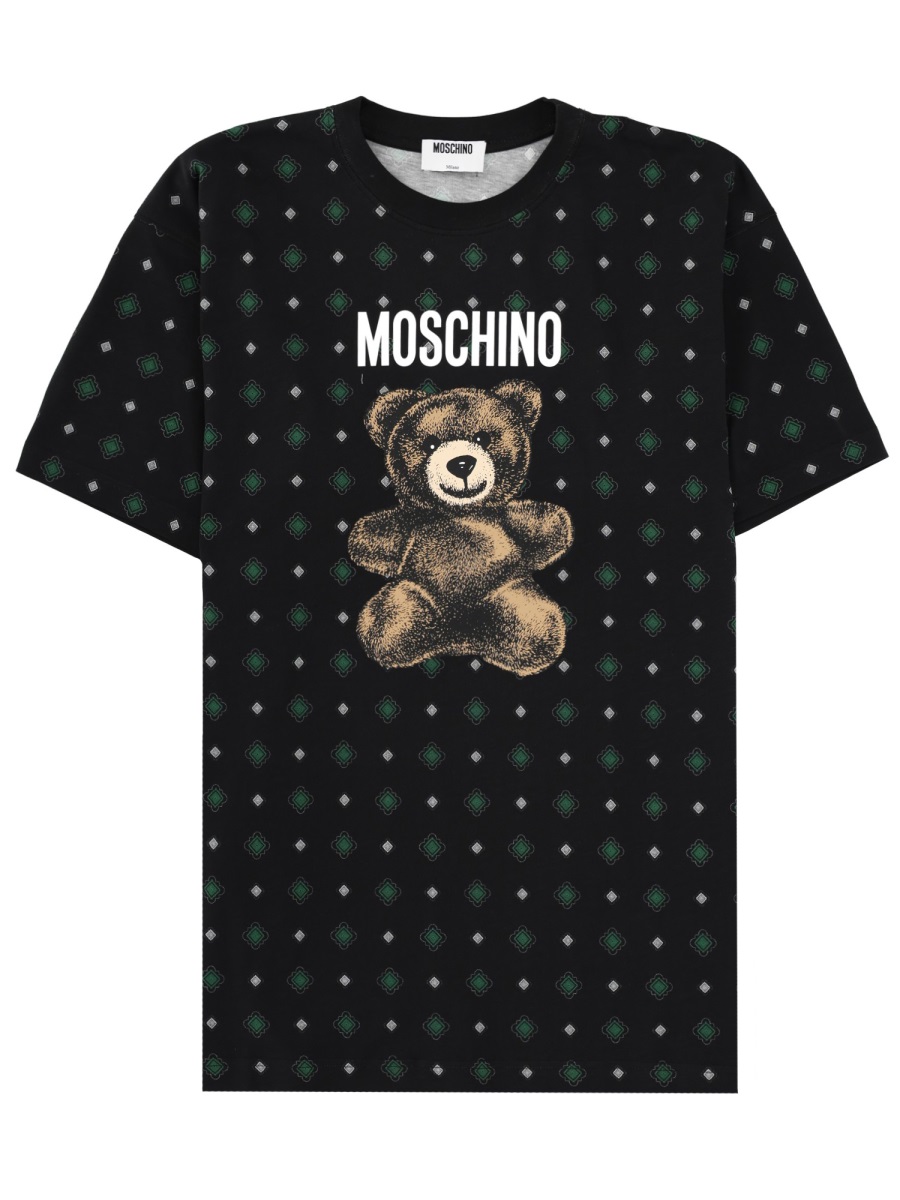 Moschino Black Diamond Pattern Teddy T-Shirt Zwart
