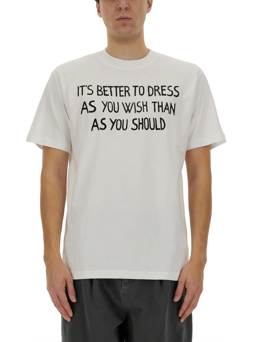 Moschino Relaxed Fit White T-Shirt with Bold Message Print Wit