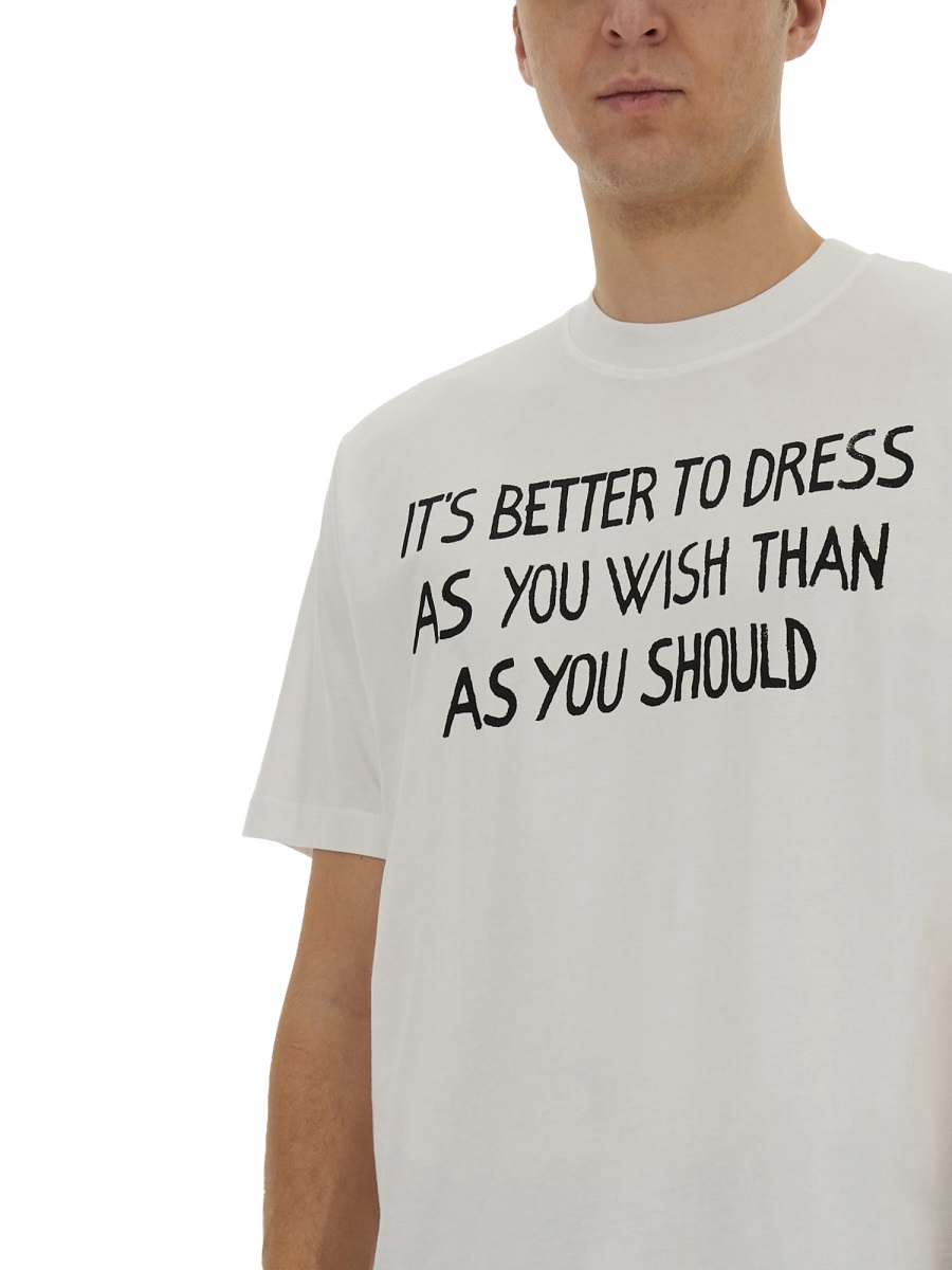 Moschino Relaxed Fit White T-Shirt with Bold Message Print Wit