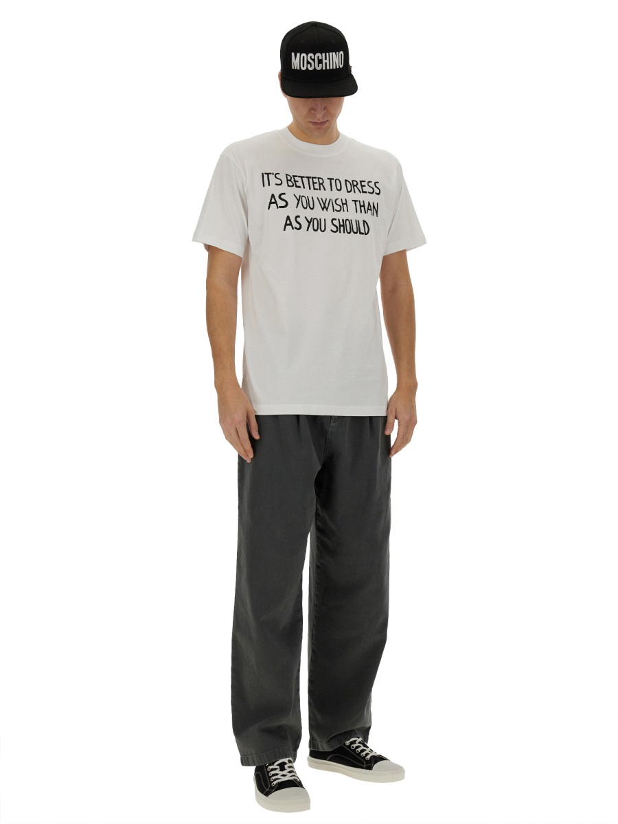 Moschino Relaxed Fit White T-Shirt with Bold Message Print Wit