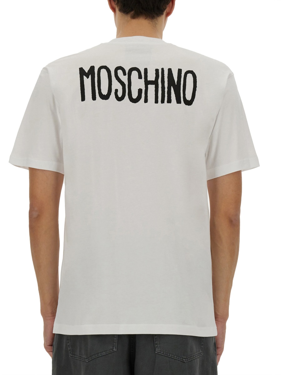 Moschino Relaxed Fit White T-Shirt with Bold Message Print Wit