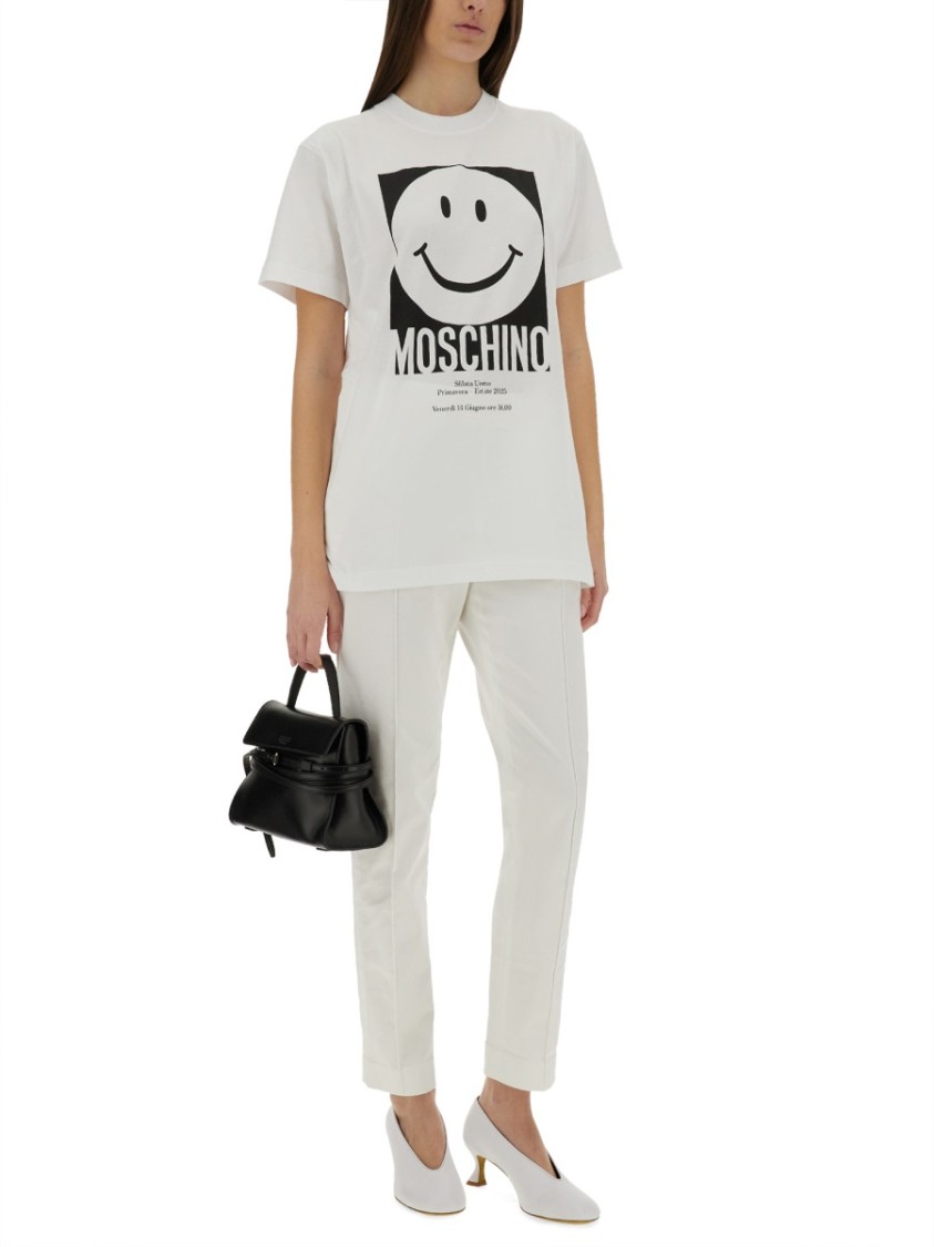 Moschino Graphic Print Cotton T-Shirt With Crew Neckline Wit