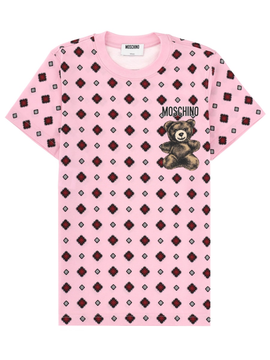 Moschino Light Pink Diamond Pattern T-Shirt Neutraal