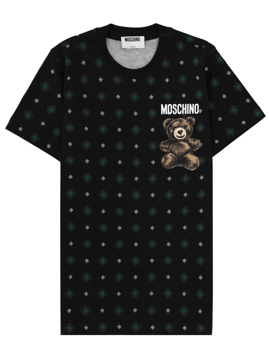 Moschino Black Diamond Pattern Teddy T-Shirt Zwart