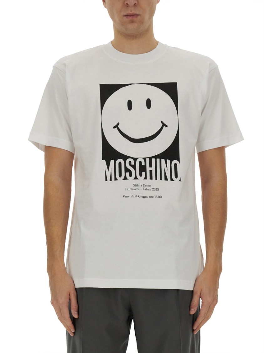 Moschino Crew Neck T-Shirt With Playful Logo Print Wit