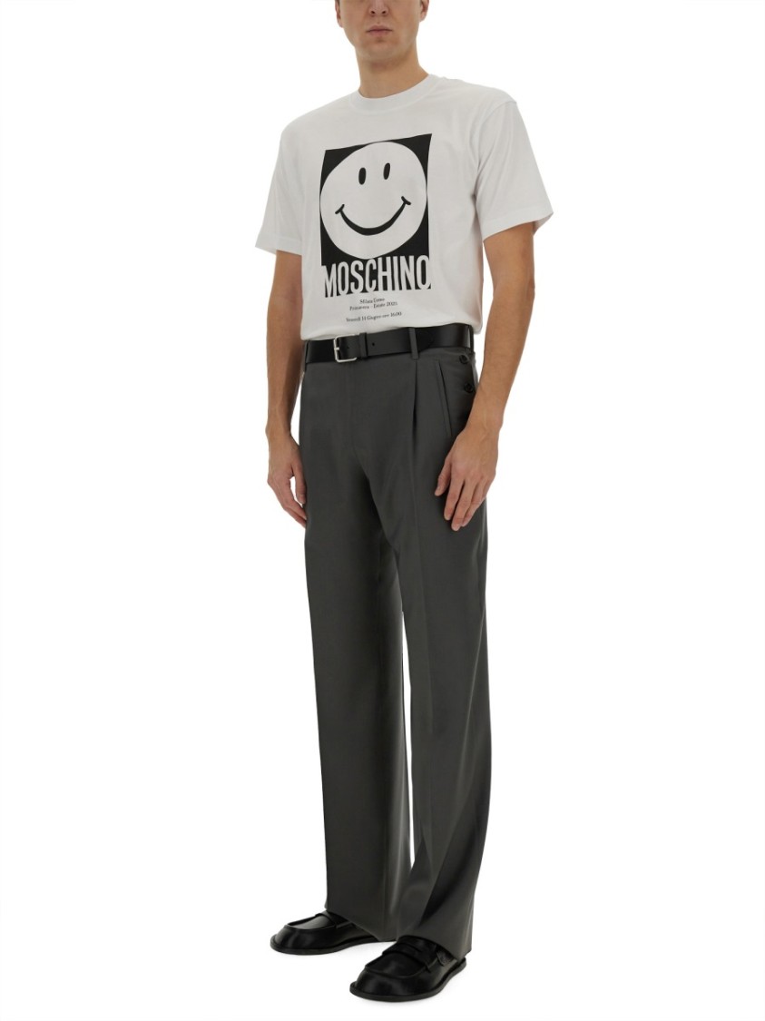 Moschino Crew Neck T-Shirt With Playful Logo Print Wit