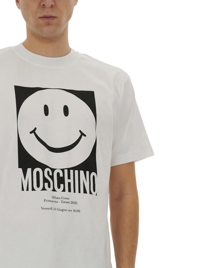 Moschino Crew Neck T-Shirt With Playful Logo Print Wit