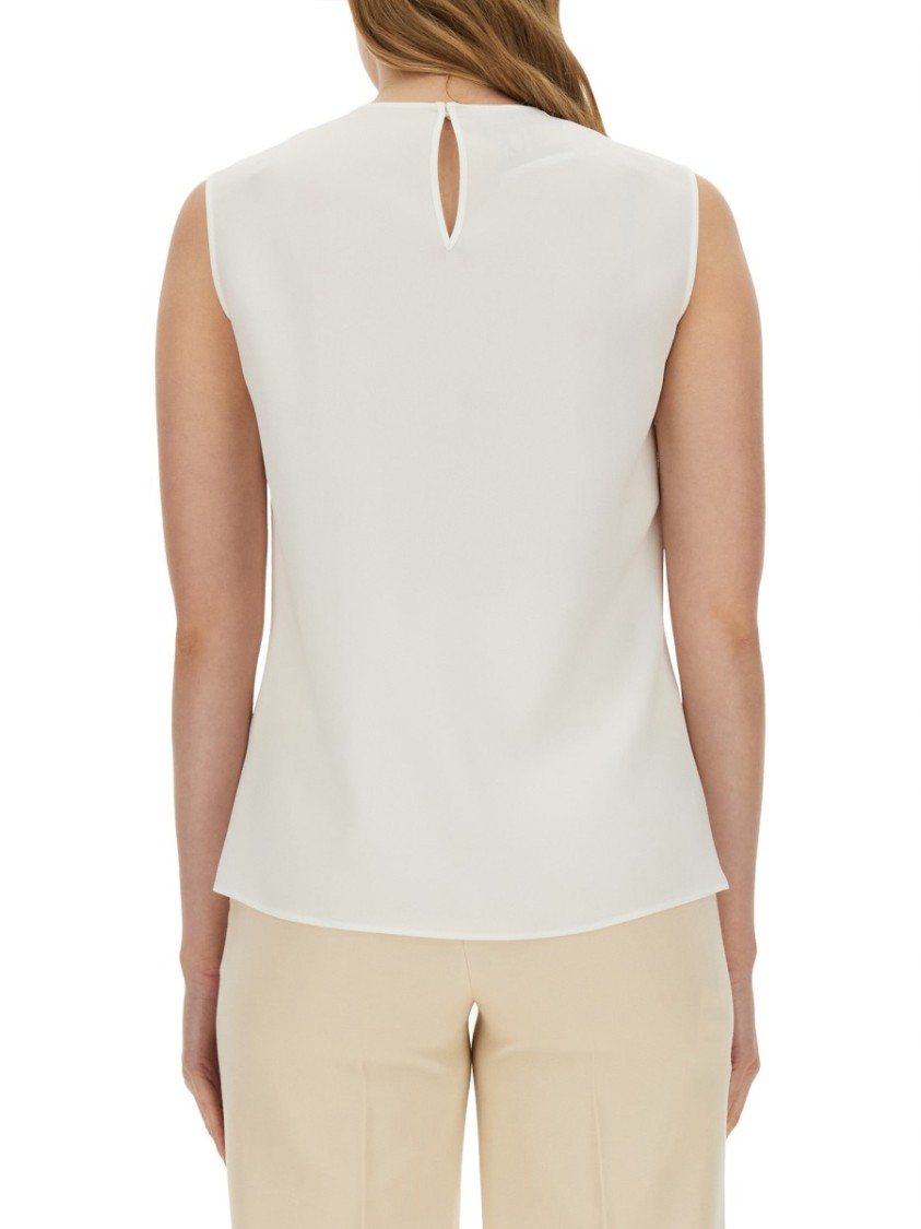 Moschino Blouse With Heart Applique And Subtle Keyhole Detail Wit