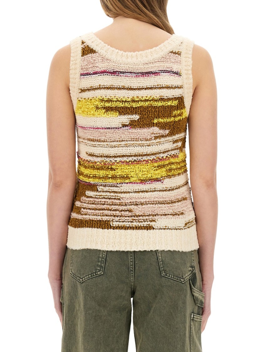 Moschino Textured Multicolor Knit Top With Artistic Stripes Divers