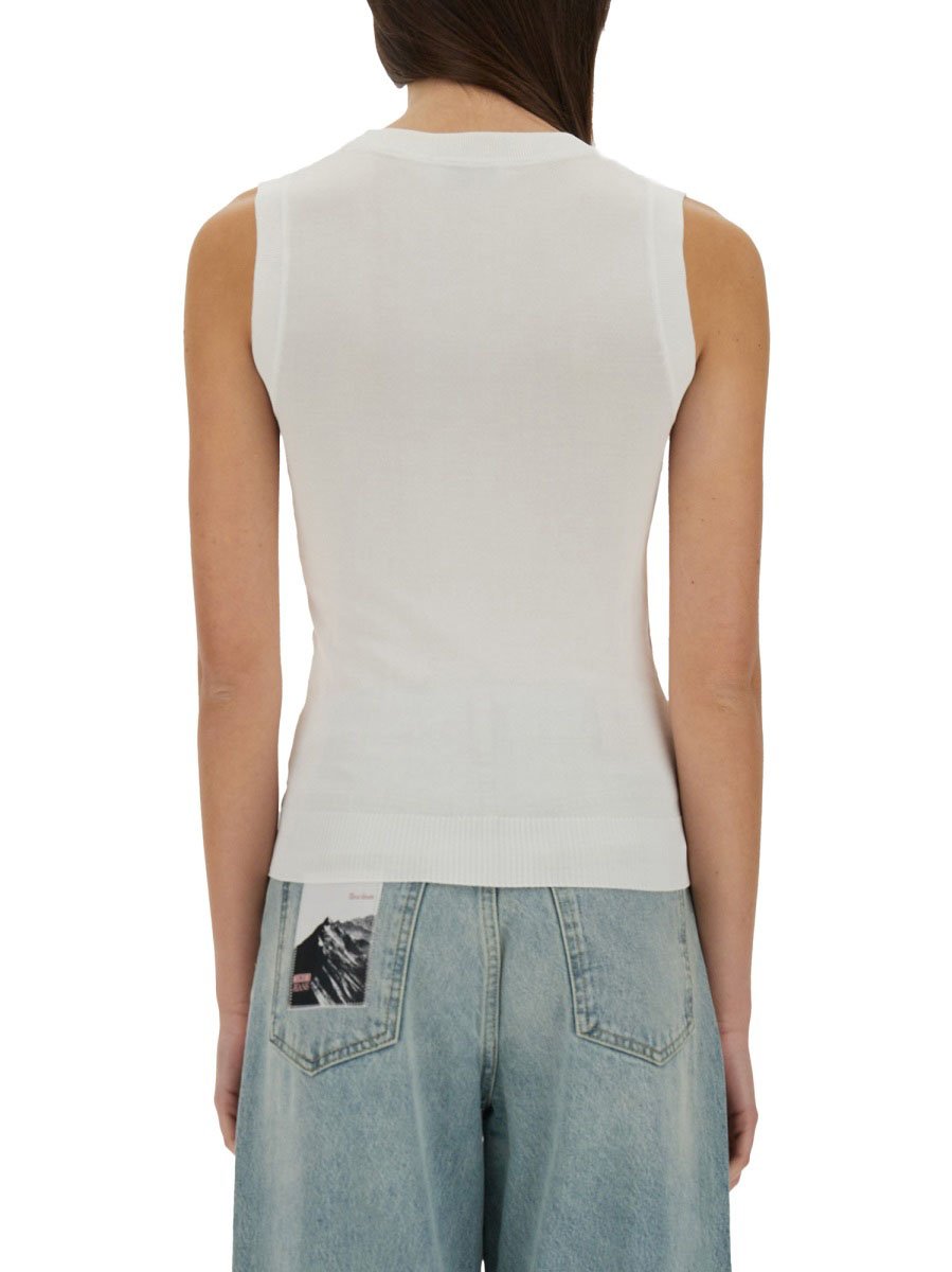Moschino Knit Top With Inlay Logo Grijs