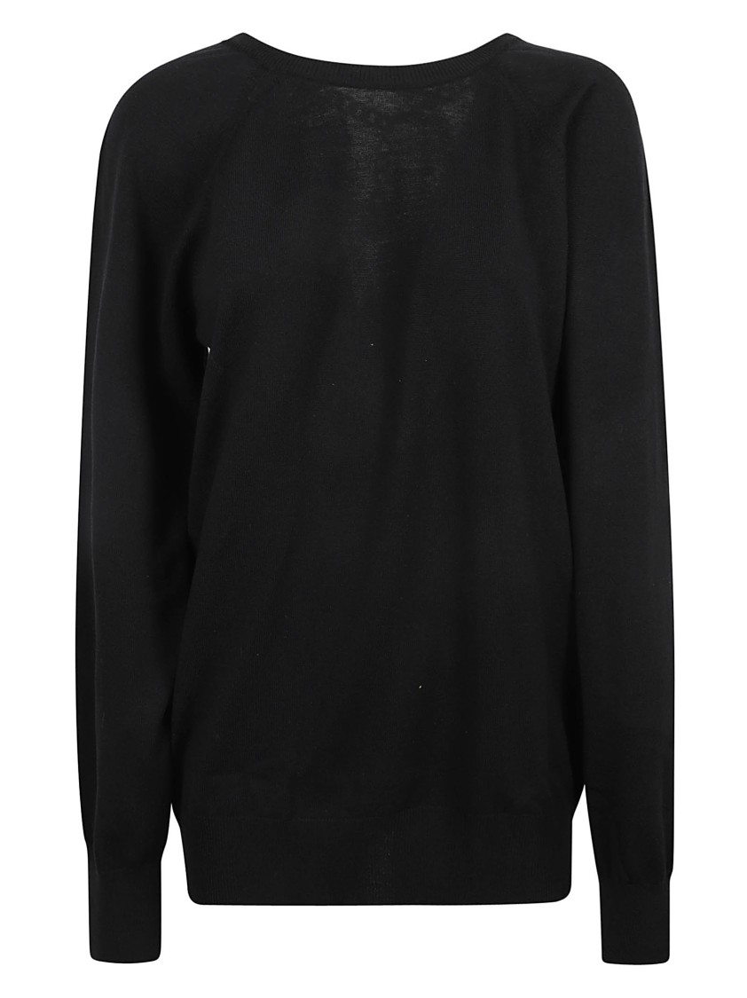 Moschino Deep V-Neck Black Sweater Zwart
