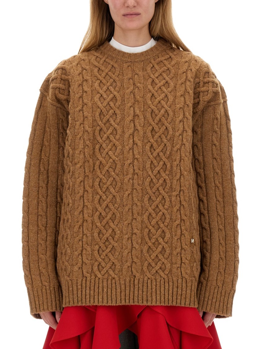 Moschino Textured Cable Knit Oversize Fit Jersey Bruin