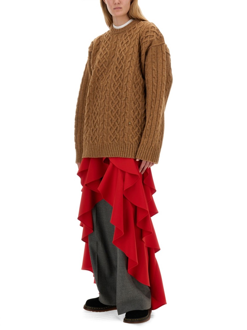 Moschino Textured Cable Knit Oversize Fit Jersey Bruin