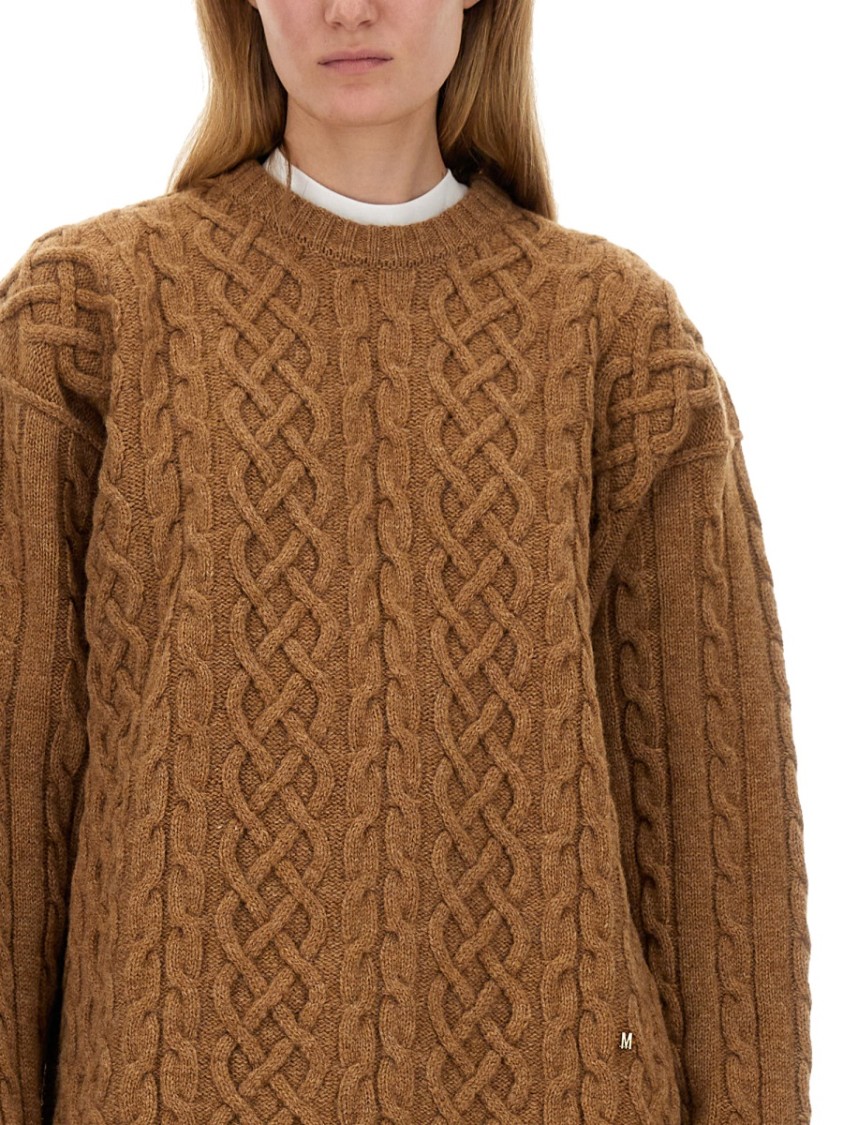 Moschino Textured Cable Knit Oversize Fit Jersey Bruin