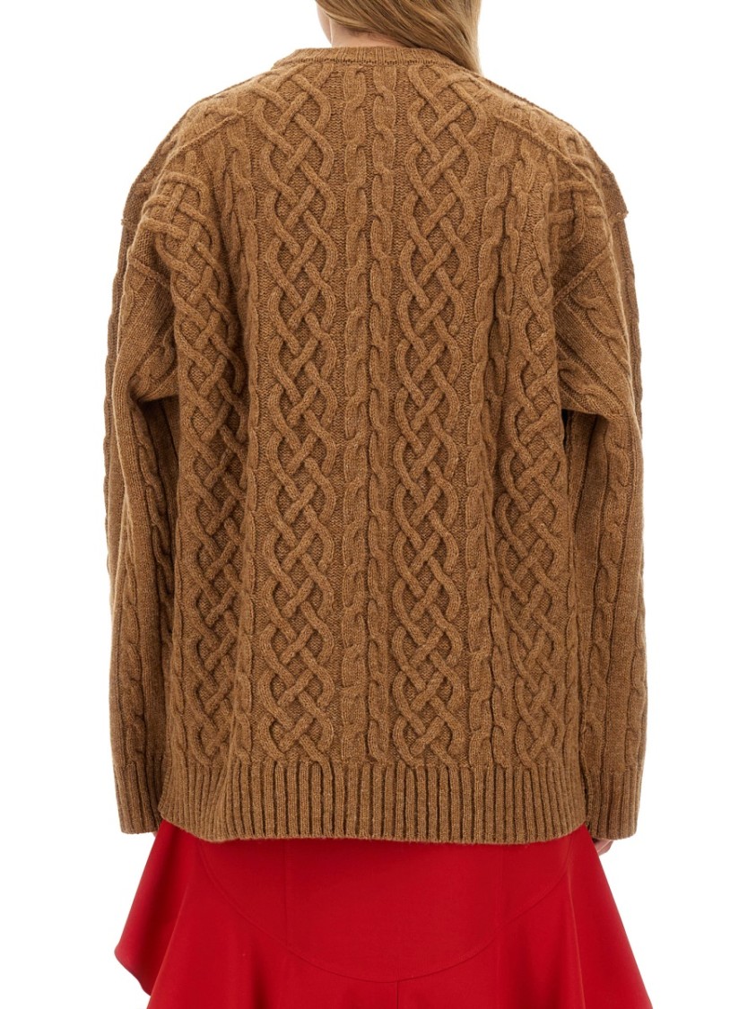 Moschino Textured Cable Knit Oversize Fit Jersey Bruin