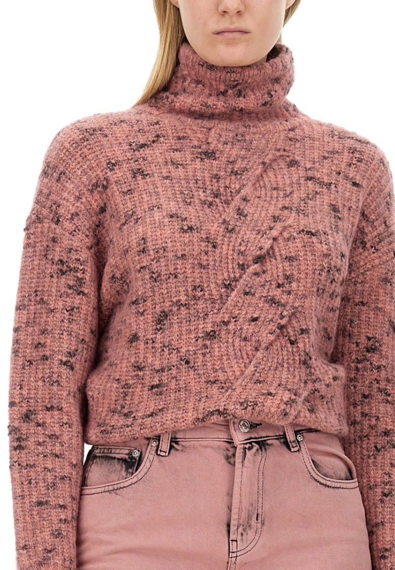 Moschino Textured Knit Turtleneck Shirt Roze
