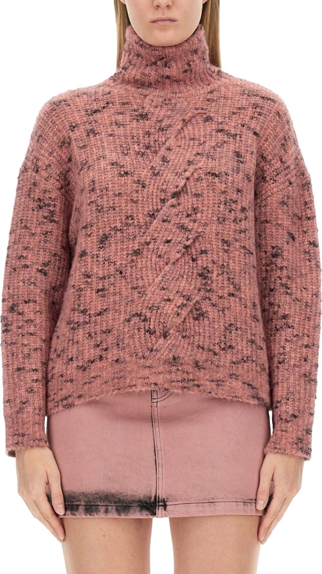 Moschino Textured Knit Turtleneck Shirt Roze