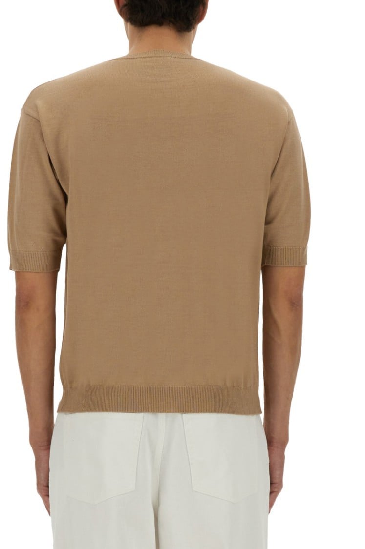 Moschino Relaxed Fit Wool And Silk Short-Sleeved Sweater Neutraal