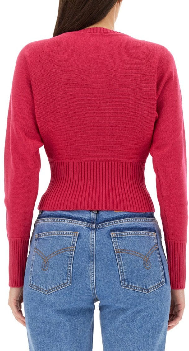 Moschino Cropped Jersey With Rhinestone Peace Symbol Rood