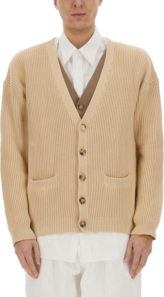Moschino Relaxed Fit Organic Cotton Blend Cardigan Neutraal