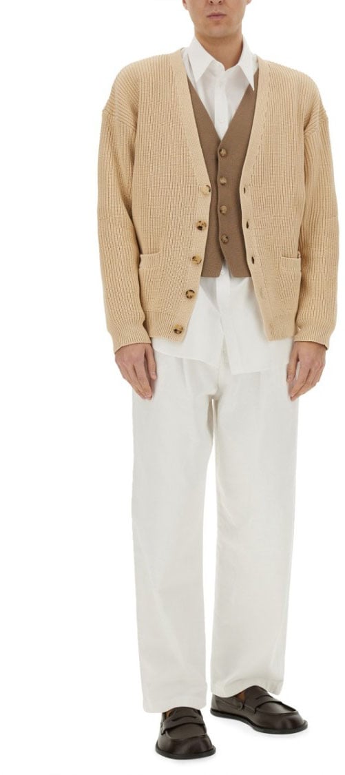 Moschino Relaxed Fit Organic Cotton Blend Cardigan Neutraal