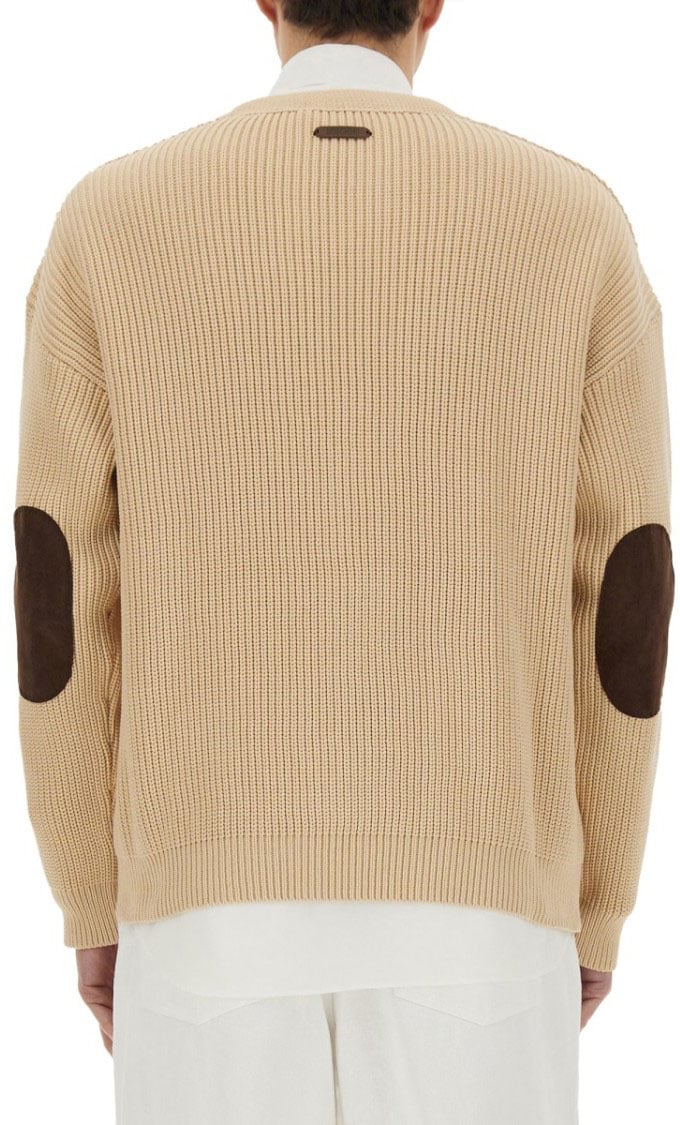 Moschino Relaxed Fit Organic Cotton Blend Cardigan Neutraal