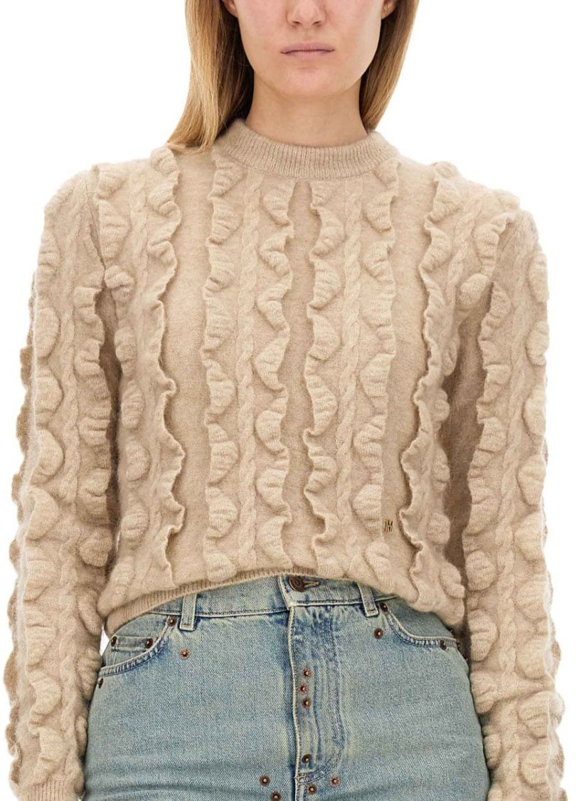 Moschino Textured Wool Blend Sweater Neutraal