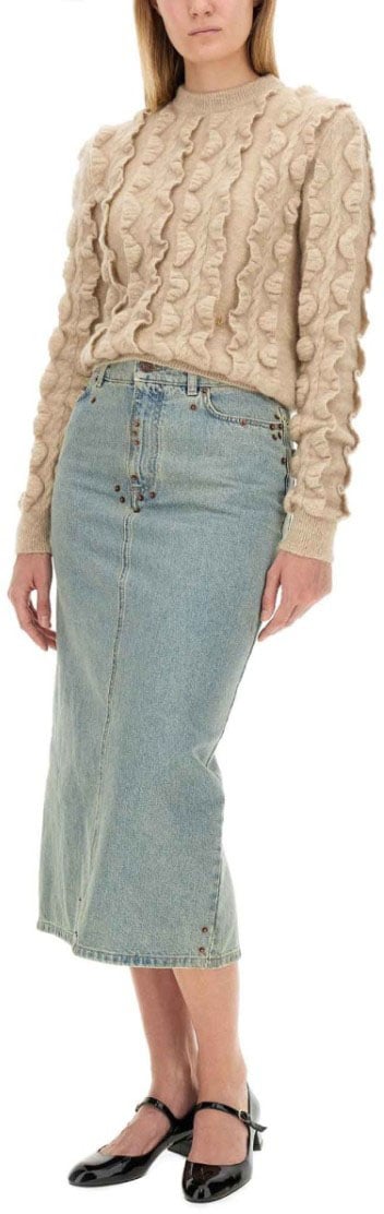Moschino Textured Wool Blend Sweater Neutraal