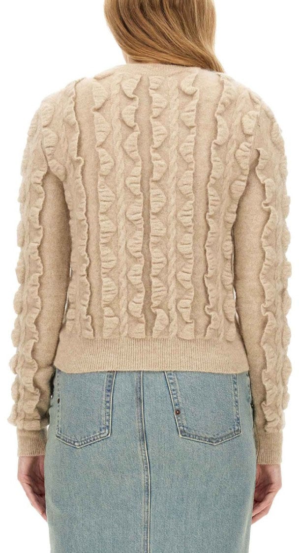 Moschino Textured Wool Blend Sweater Neutraal