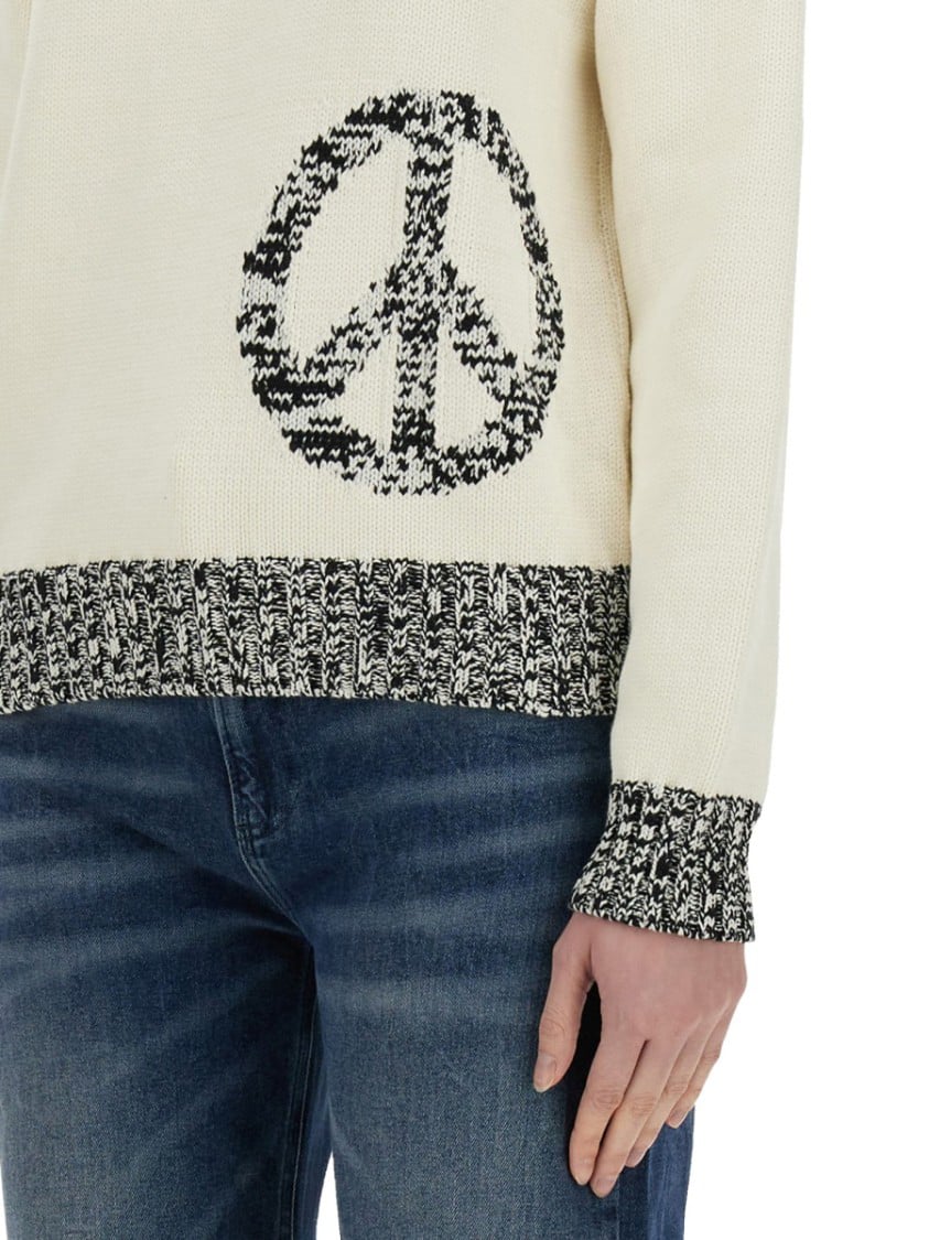 Moschino Relaxed Fit Sweater With Unique Inlay Pattern Neutraal