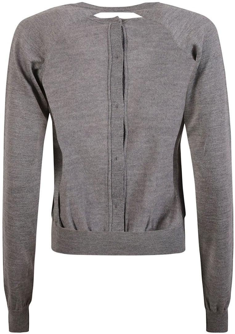 Moschino Button-Down Grey Sweater With Cut-Out Detail Grijs