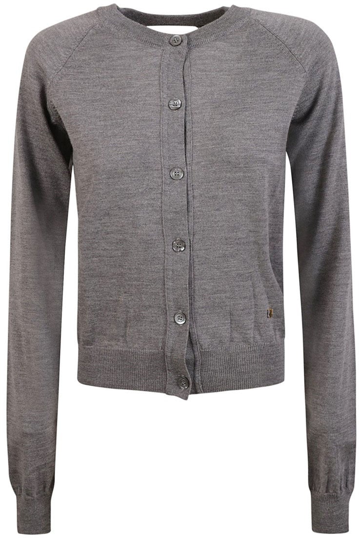 Moschino Button-Down Grey Sweater With Cut-Out Detail Grijs