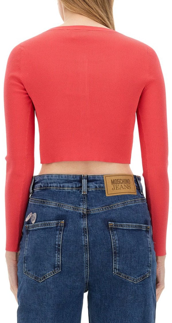 Moschino Cropped Cardigan With Button-Down Front Rood
