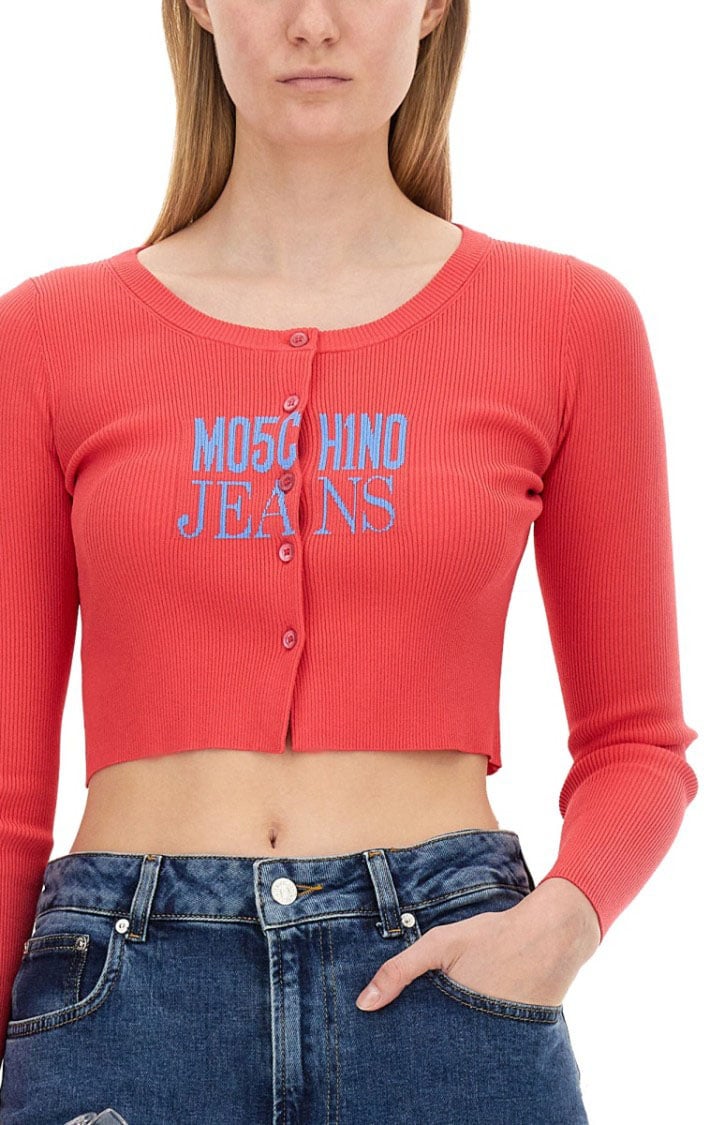 Moschino Cropped Cardigan With Button-Down Front Rood