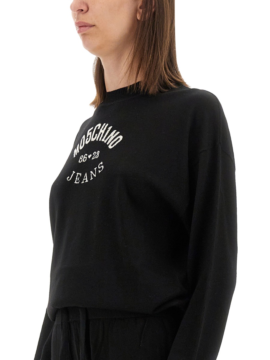 Moschino Relaxed Fit Jersey With Bold Logo Print Zwart