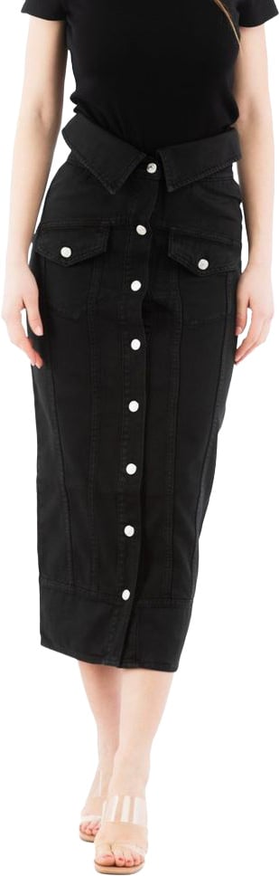 Moschino Black Cotton Midi Skirt Zwart