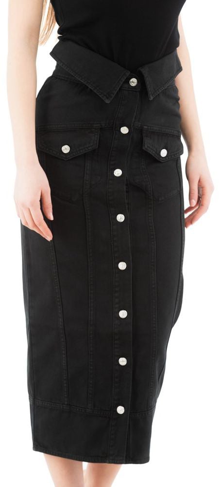 Moschino Black Cotton Midi Skirt Zwart