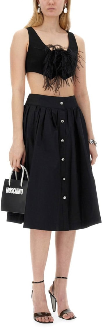 Moschino Cropped Black Vest With Feather Embellishment Zwart