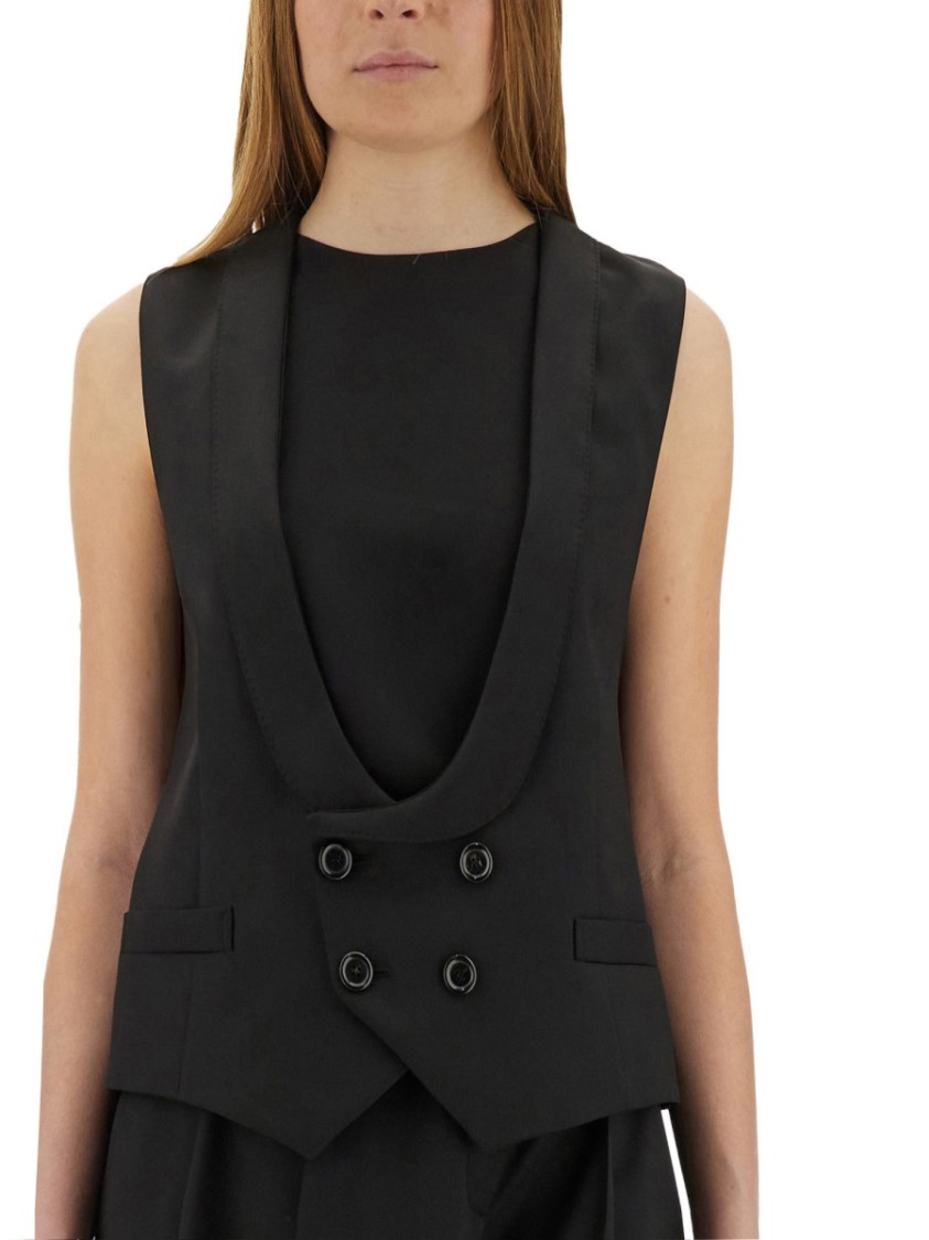 Moschino Black Virgin Wool Vest Zwart