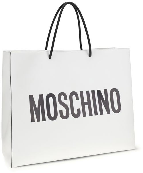 Moschino White Calf Leather Bos Taurus Shoulder Bag Wit